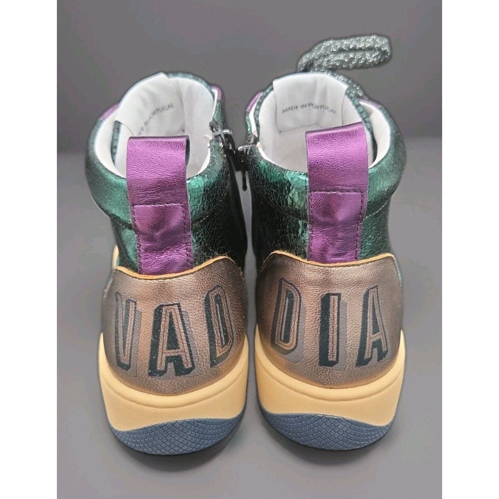 Vaddia Felix High Top Sneakers Green Metallic Snakeskin Suede EU 40 US 9 - Picture 6 of 9